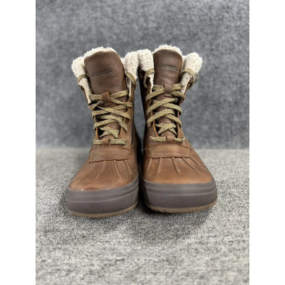 Merrell Boots Womens 9 Brown Leather Faux Fur Lined Insulated Snow J001580